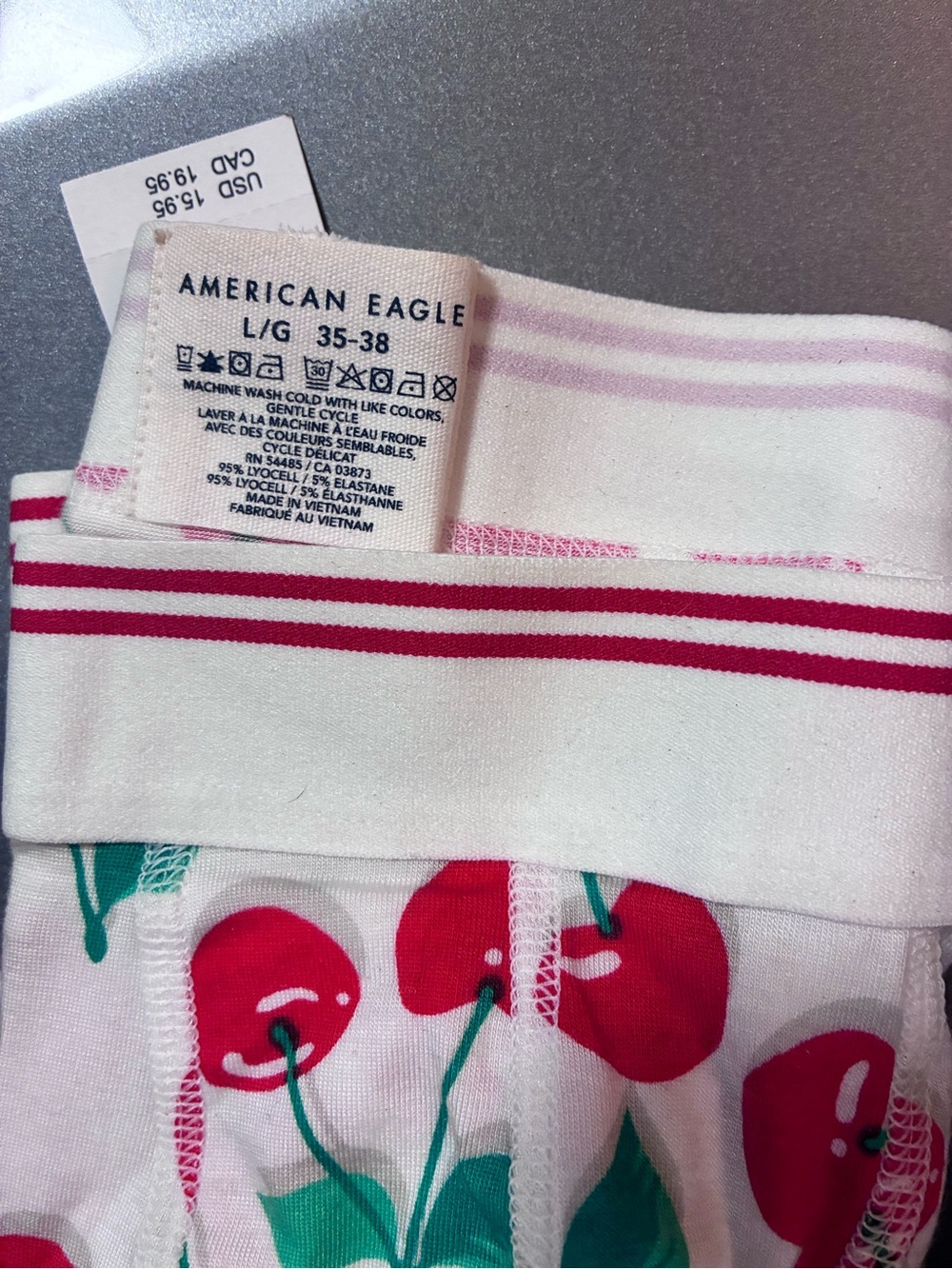 American Eagle Men’s Boxer Briefs Large 2-Pack Cherry & Money Print Kip - Picture 2 of 3